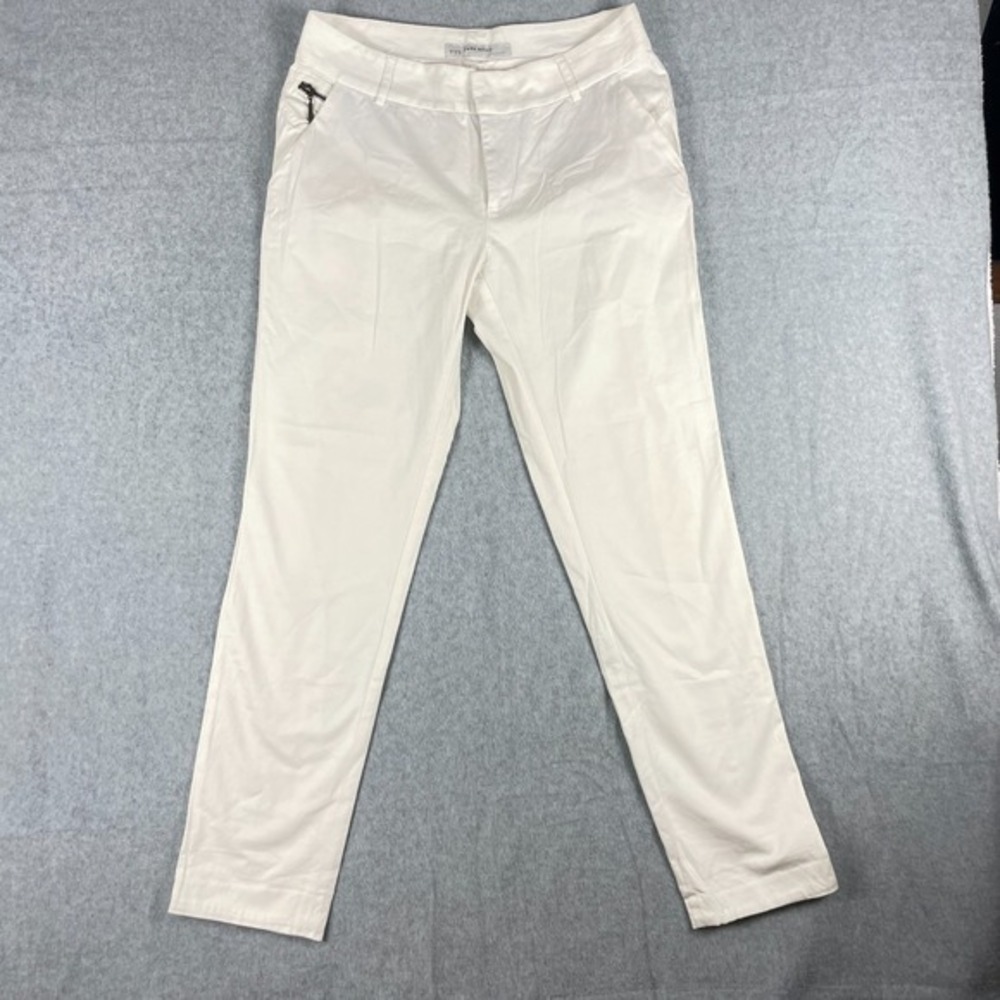 Zara Basic Sz US 8 EU 40 High Rise Straight White Pant Boho Cottage‎ Summer Chic